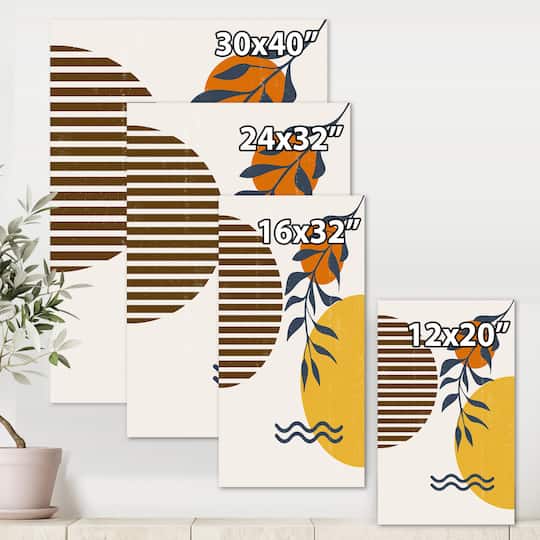 Designart - Botanical Minimalist Leaf With Abstract Shapes I